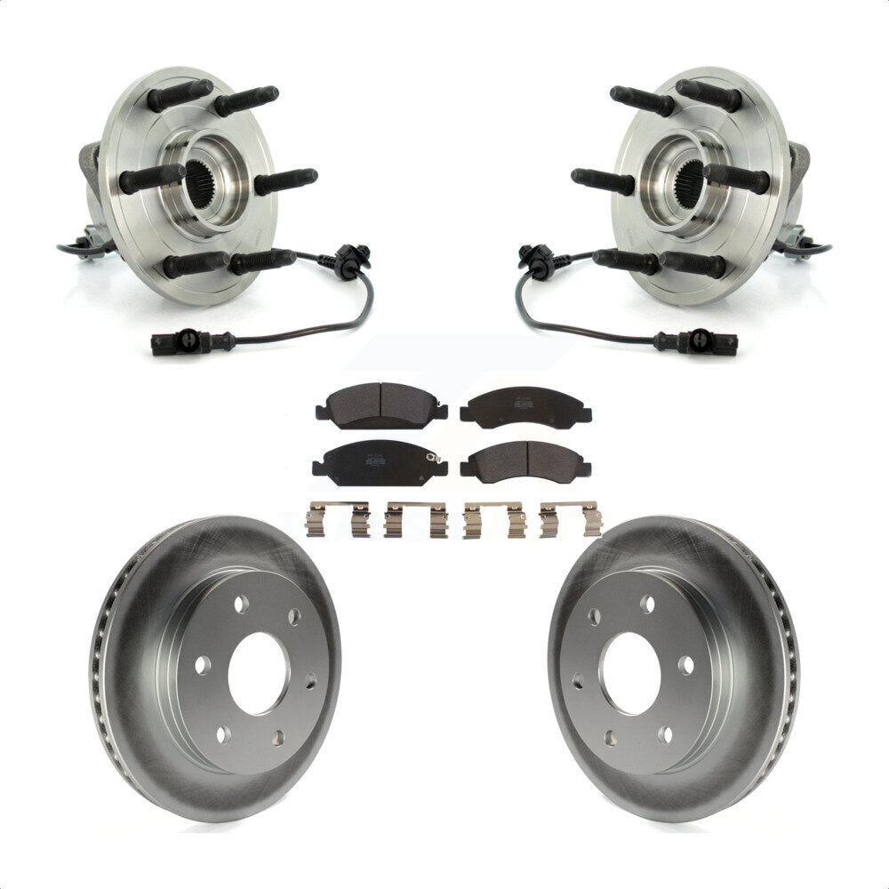 Hub Bearing Assembly Coated Disc Brake Rotor & Pad Front Kit For GMC Sierra 1500