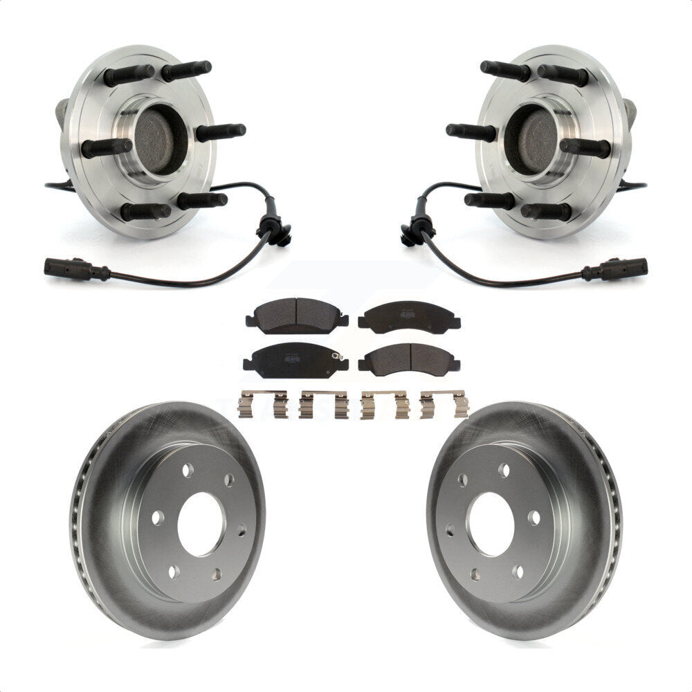 Hub Bearing Assembly Coated Disc Brake Rotor & Pad Front Kit For GMC Sierra 1500