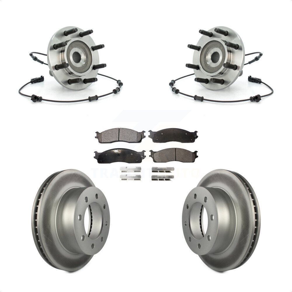 Hub Bearing Assembly Coat Brake Rotor Pad Front Kit For Dodge Ram 1500 3500 2500