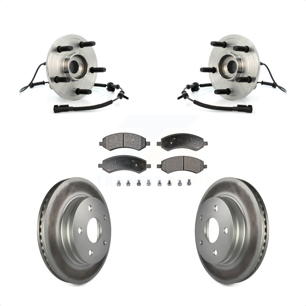 Hub Bearing Assembly Coated Disc Brake Rotor & Pads Front Kit For Dodge Ram 1500