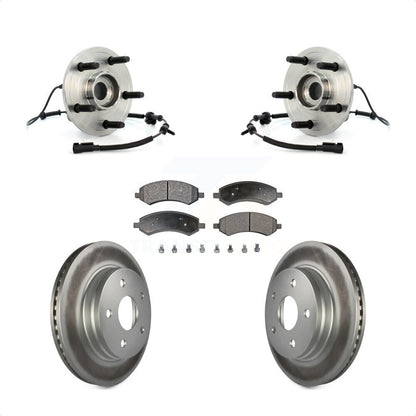 Hub Bearing Assembly Coated Disc Brake Rotor & Pads Front Kit For Dodge Ram 1500