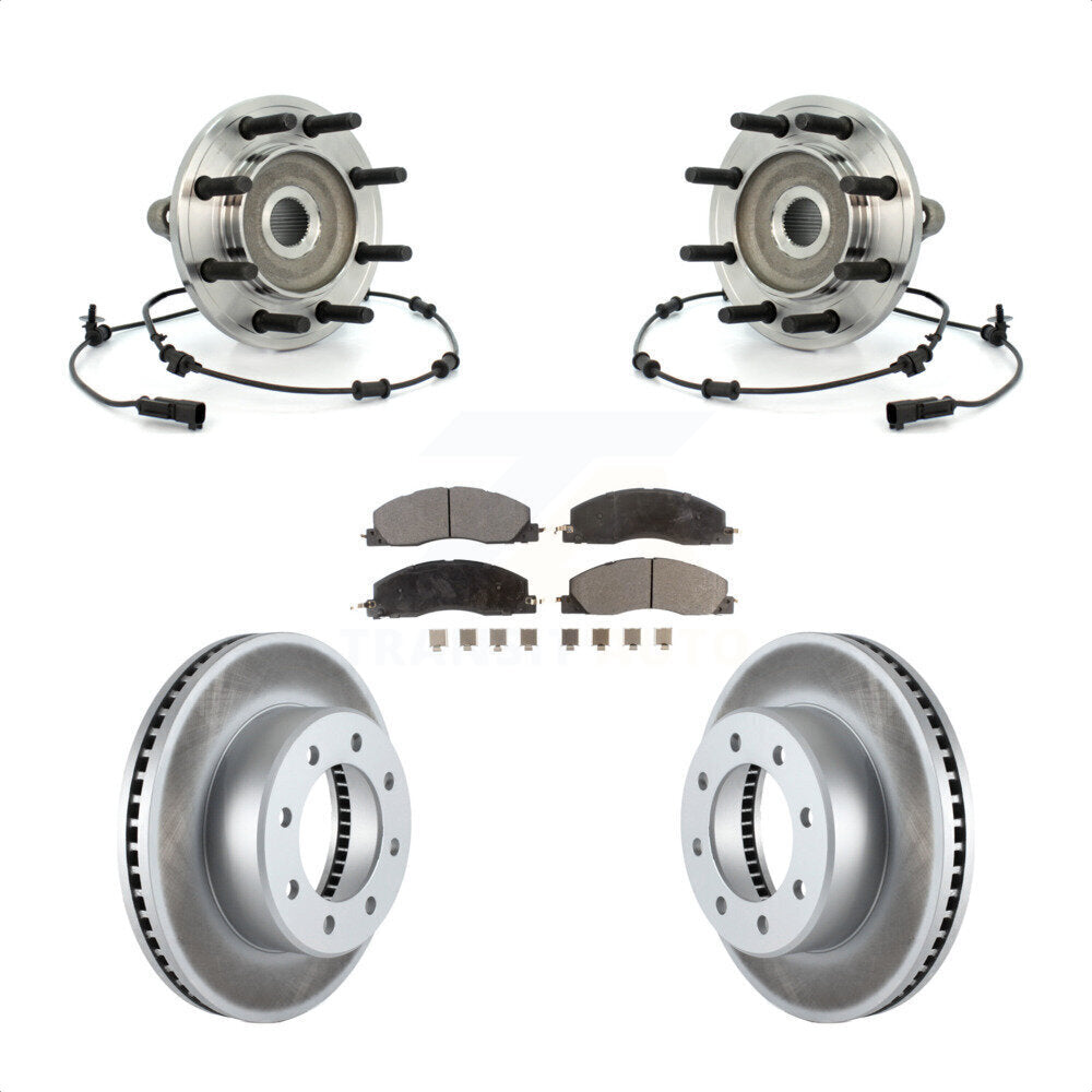 Hub Bearing Assembly Coat Brake Rotor Pads Front Kit For Dodge Ram 2500 3500 4WD
