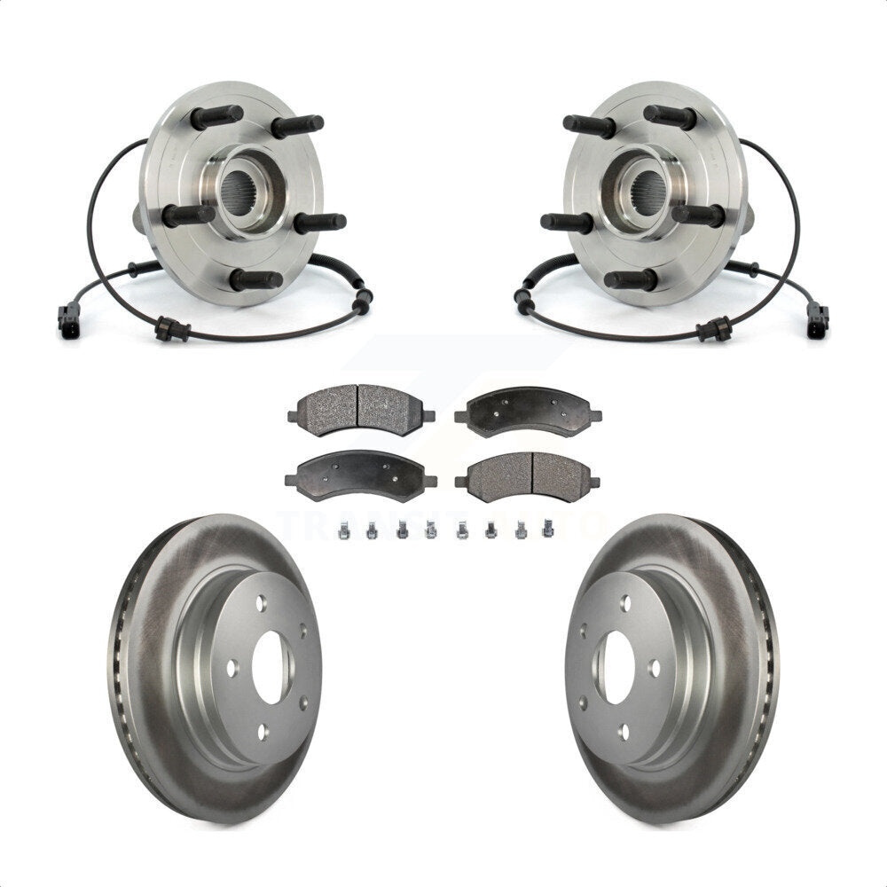 Hub Bearing Assembly Coated Disc Brake Rotor & Pads Front Kit For Dodge Ram 1500