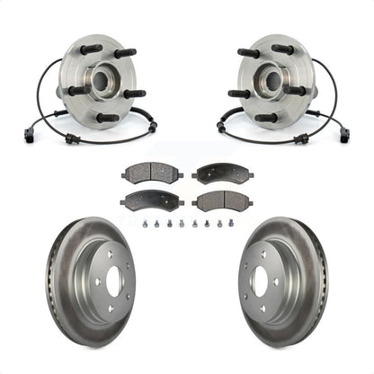 Hub Bearing Assembly Coated Disc Brake Rotor & Pads Front Kit For Dodge Ram 1500