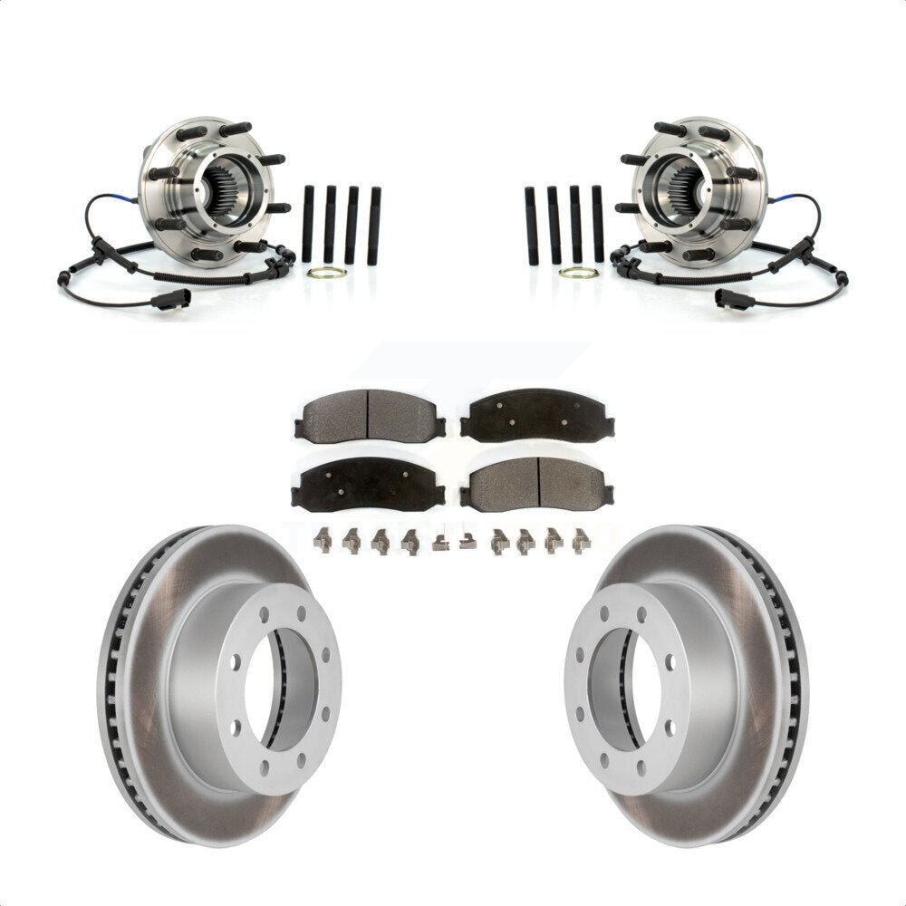 Hub Bearing Coated Brake Rotor Pad Front Kit For Ford F-350 Super Duty F-250 4WD
