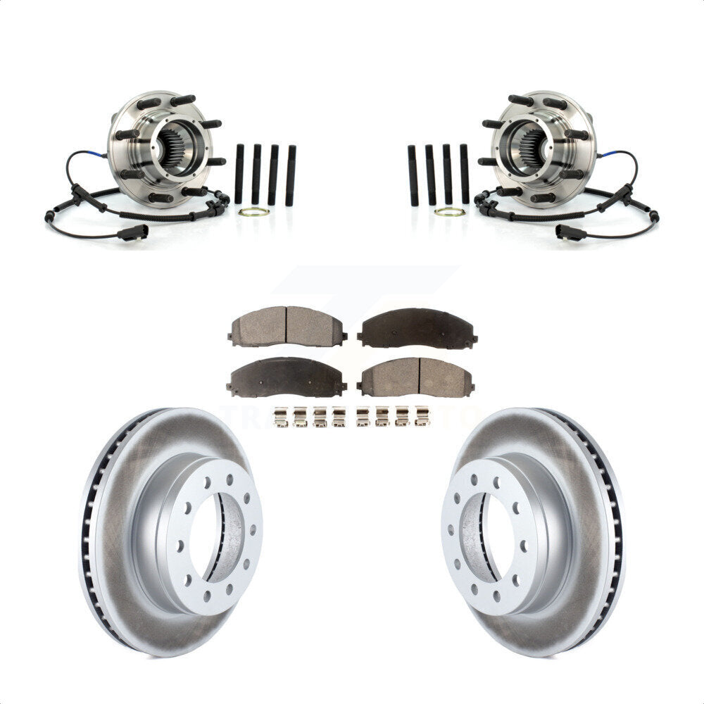 Hub Bearing Coated Brake Rotor Pads Front Kit For 2013 Ford F-250 Super Duty 4WD