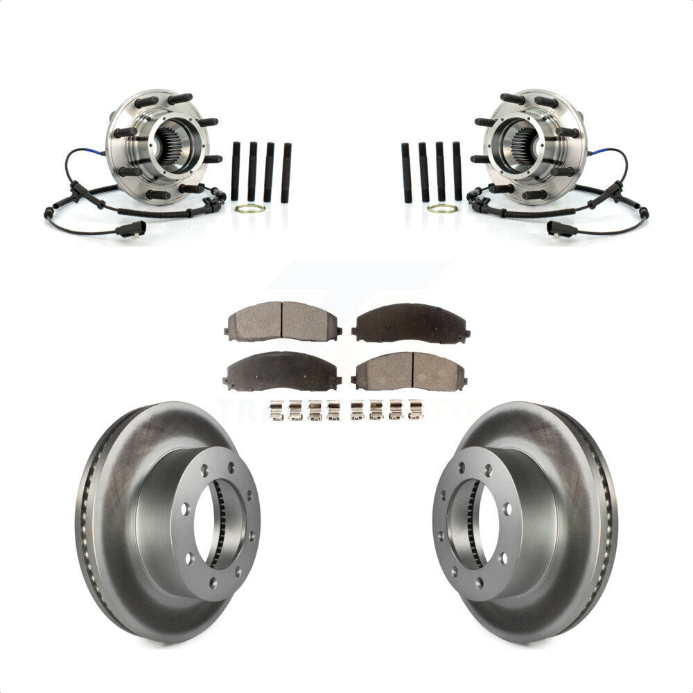 Hub Bearing Coated Brake Rotor Pad Front Kit For Ford F-250 Super Duty F-350 4WD
