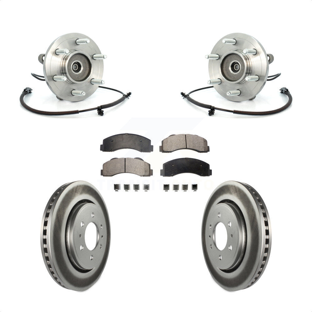Hub Bearing Coated Brake Rotor & Pad Front Kit For Ford F-150 Expedition Lincoln