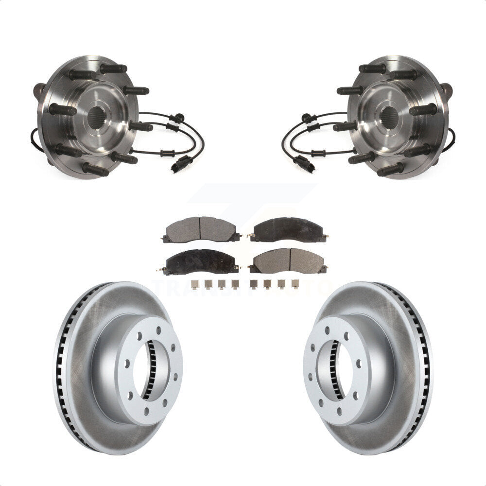 Hub Bearing Assembly Coated Disc Brake Rotor And Pad Front Kit For Ram 3500 2500