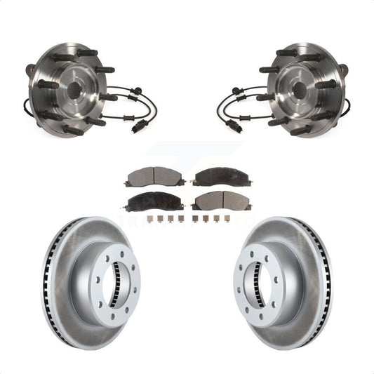 Hub Bearing Assembly Coated Disc Brake Rotor And Pad Front Kit For Ram 3500 2500
