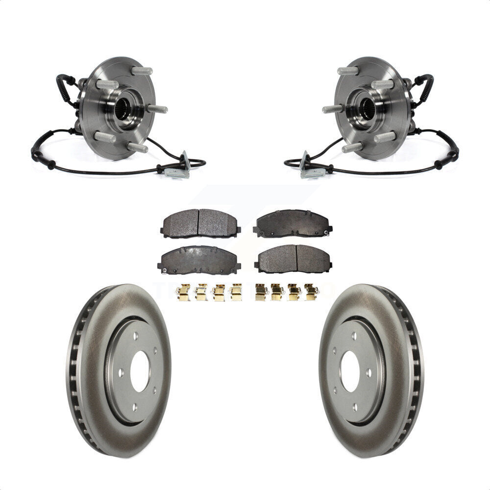 Hub Bearing Assembly Coated Brake Rotor & Pads Front Kit For Dodge Grand Caravan