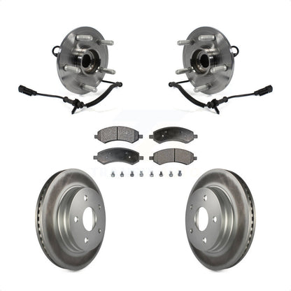 Hub Bearing Assembly Coated Brake Rotor & Pad Front Kit For Ram 1500 Classic 4WD
