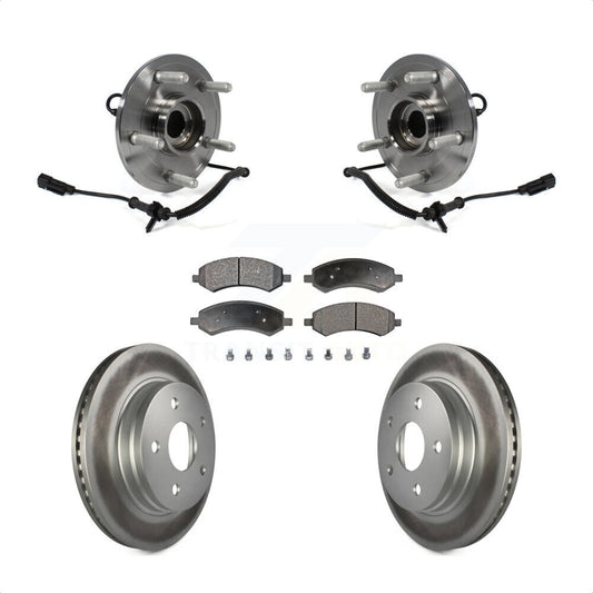 Hub Bearing Assembly Coated Brake Rotor & Pad Front Kit For Ram 1500 Classic 4WD