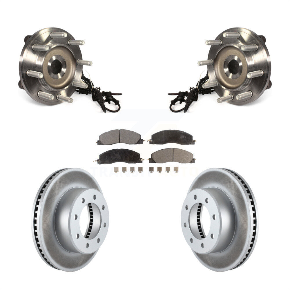Hub Bearing Assembly Coated Disc Brake Rotor And Pad Front Kit For Ram 2500 3500
