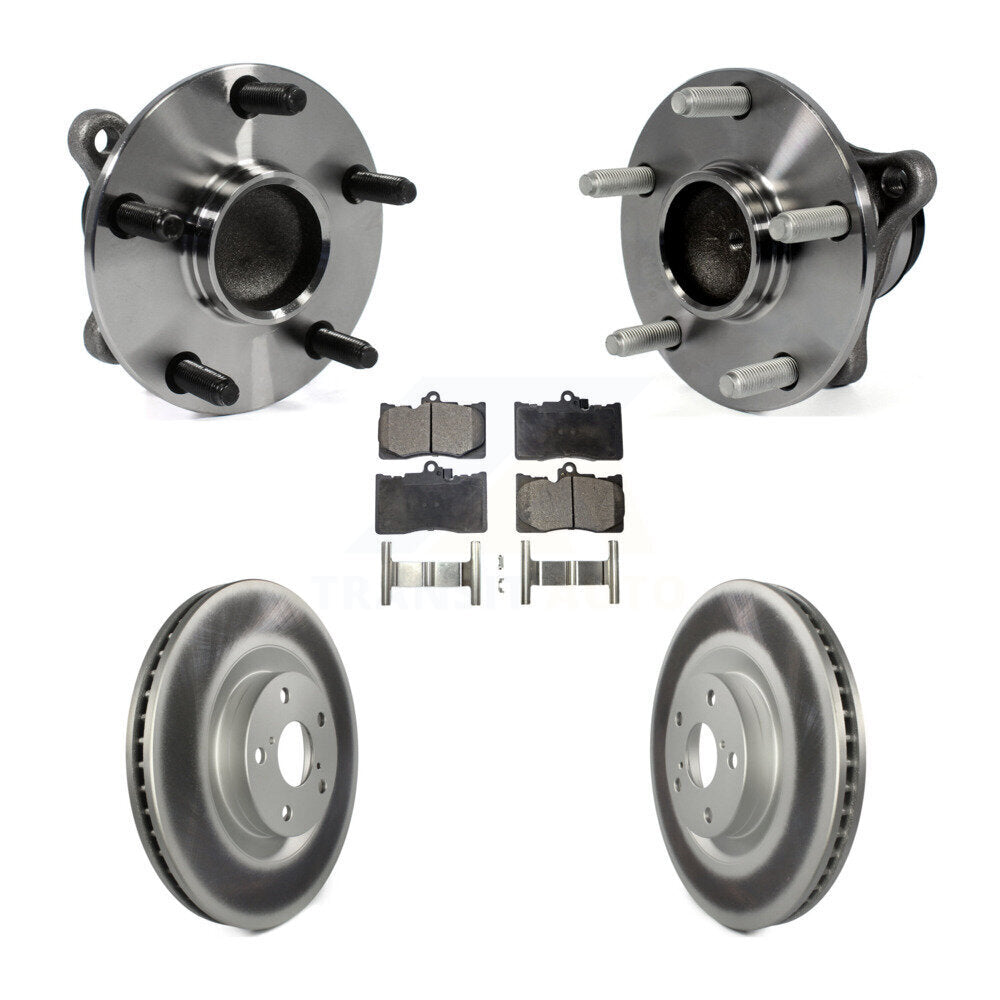 Hub Bearing Coated Brake Rotor Pads Front Kit (5Pc) For Lexus IS350 GS350 GS450h