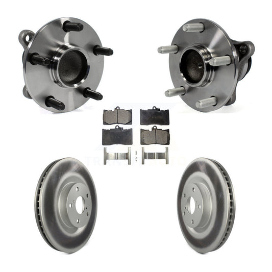 Hub Bearing Coated Brake Rotor Pads Front Kit (5Pc) For Lexus IS350 GS350 GS450h