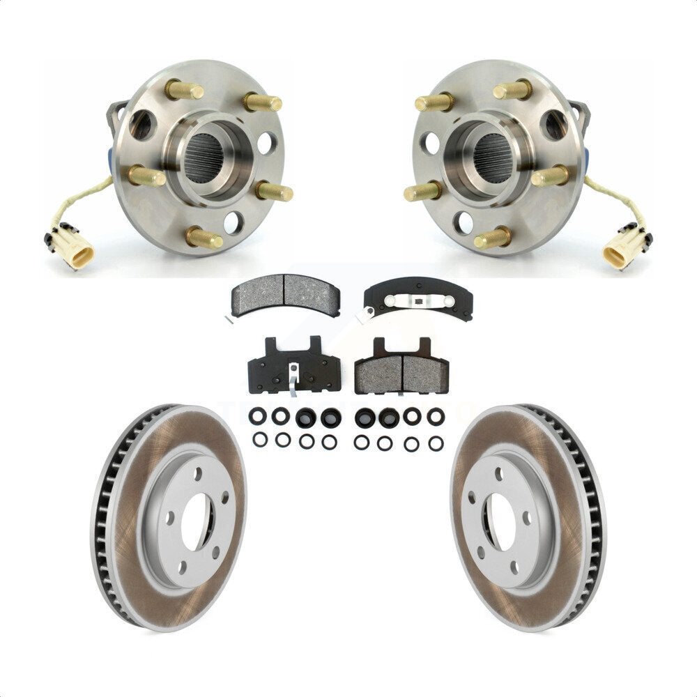 Hub Bearing Coated Brake Rotor & Pad Front Kit For Cadillac DeVille Fleetwood 60