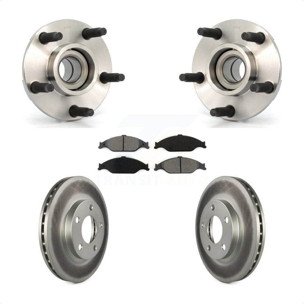 Hub Bearing Assembly Coated Disc Brake Rotor And Pads Front Kit For Ford Mustang
