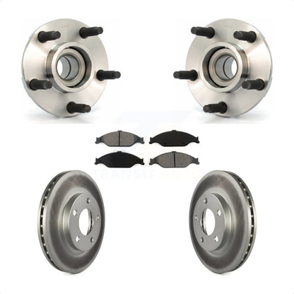 Hub Bearing Assembly Coated Disc Brake Rotor And Pads Front Kit For Ford Mustang