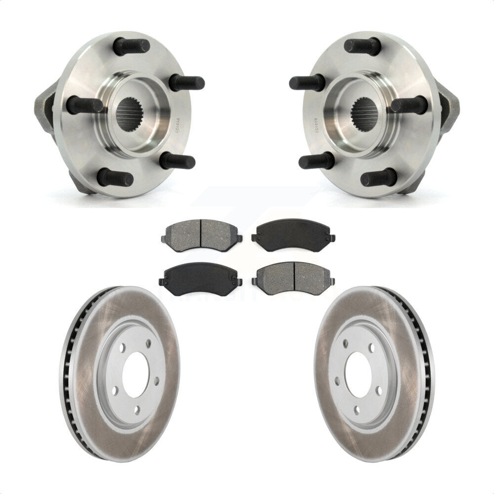 Hub Bearing Coated Brake Rotor & Pads Front Kit For Dodge Grand Caravan Chrysler