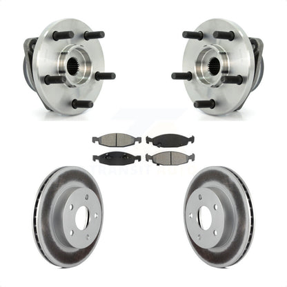 Hub Bearing Assembly Coated Brake Rotor & Pads Front Kit For Jeep Grand Cherokee
