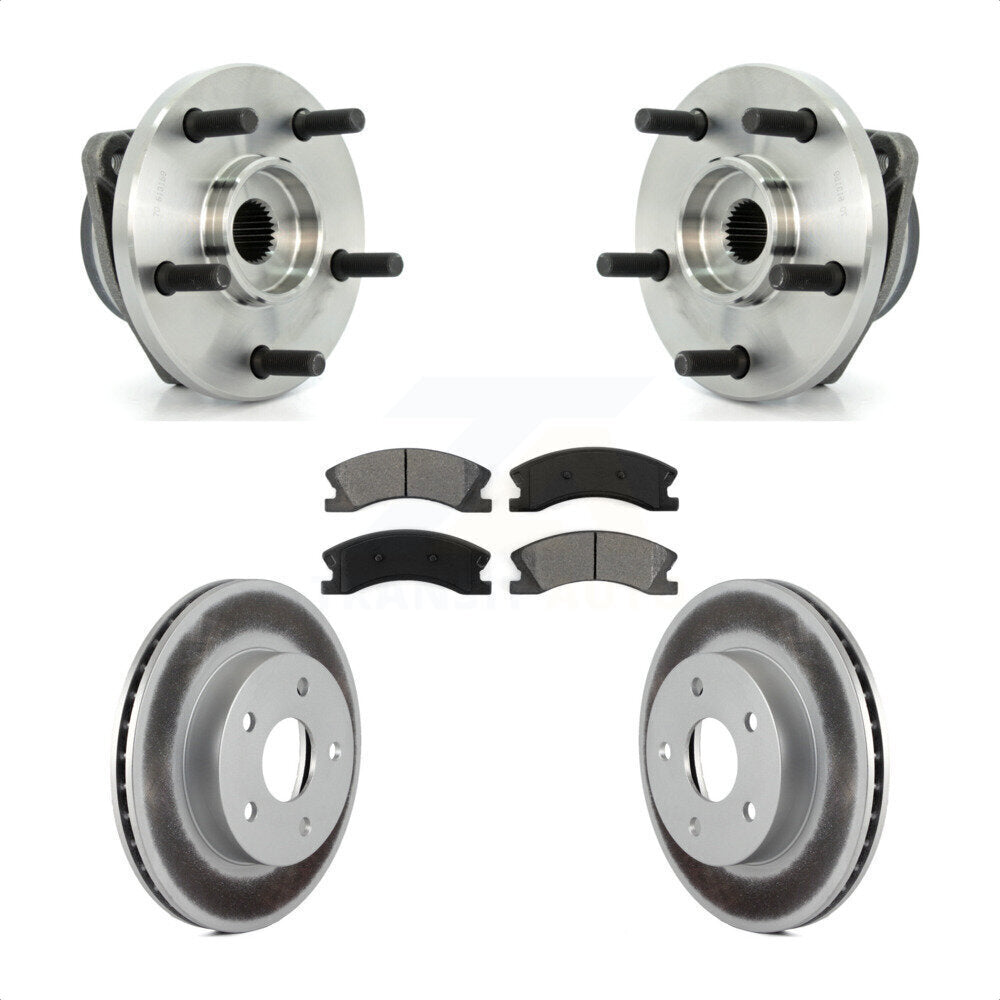 Hub Bearing Assembly Coated Brake Rotor & Pads Front Kit For Jeep Grand Cherokee