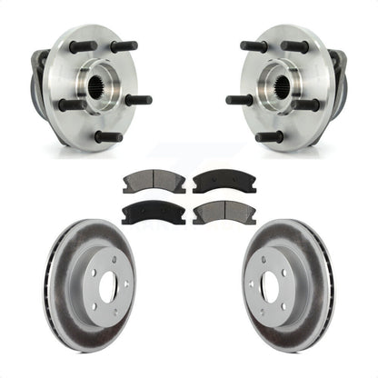 Hub Bearing Assembly Coated Brake Rotor & Pads Front Kit For Jeep Grand Cherokee