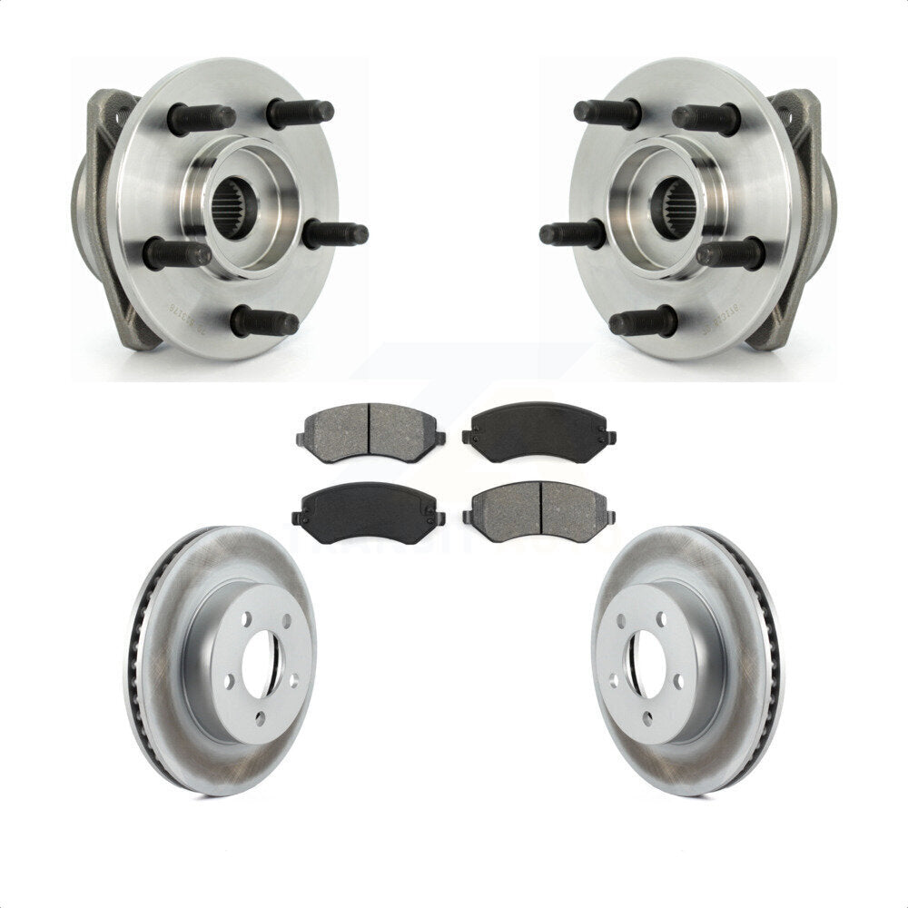 Hub Bearing Coated Brake Rotor Pads Front Kit For 2002-2005 Jeep Liberty Non-ABS
