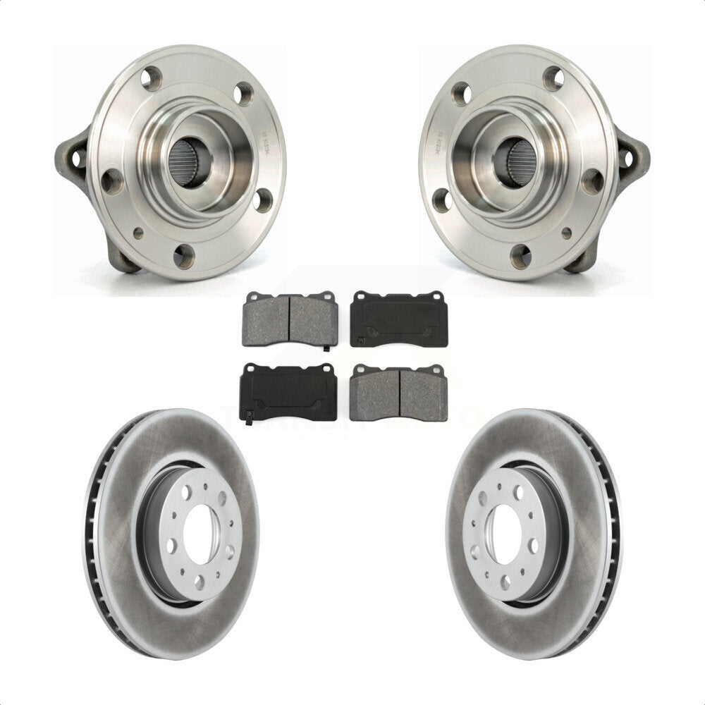 Hub Bearing Assembly Coated Brake Rotor Pads Front Kit For 2005-2007 Volvo V70 R