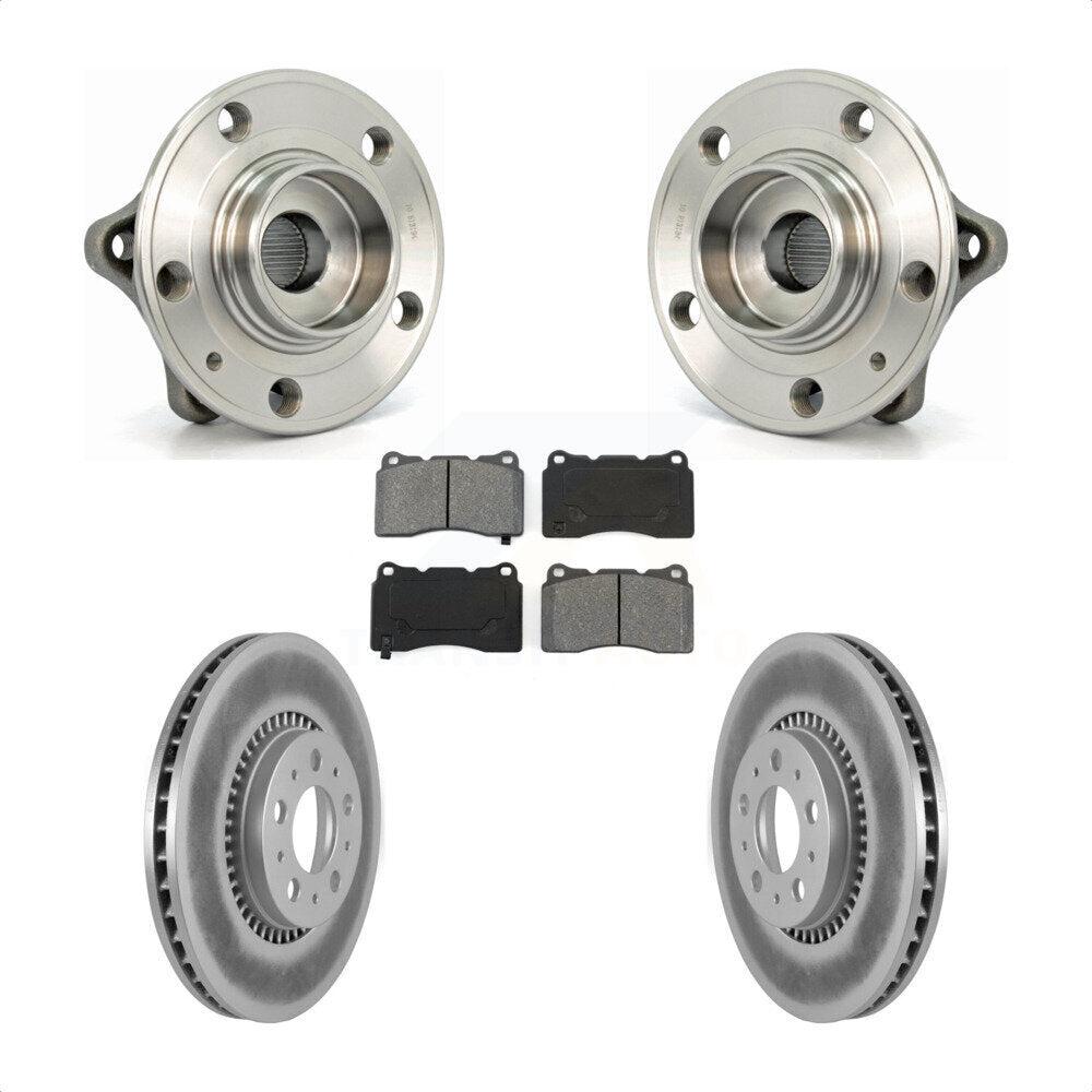 Hub Bearing Assembly Coated Brake Rotor Pads Front Kit For 2005-2007 Volvo V70 R