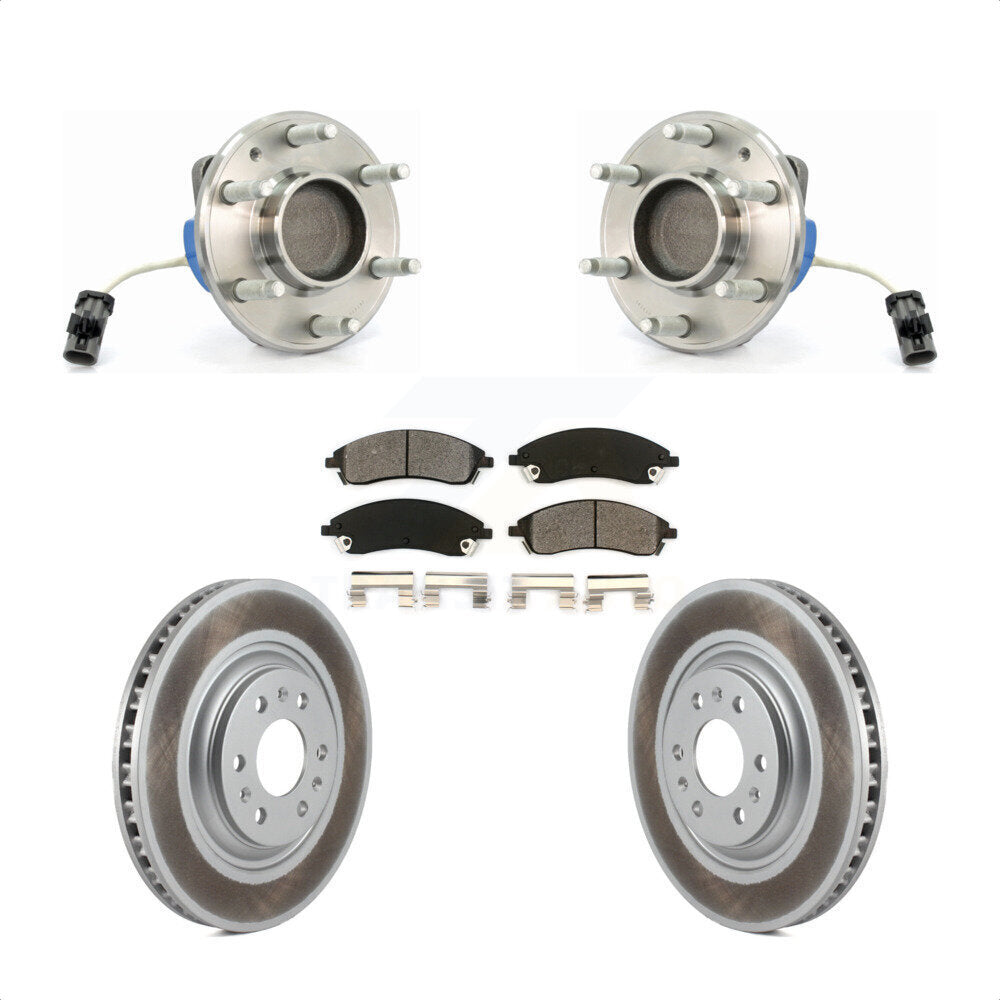 Hub Bearing Coated Disc Brake Rotor Pad Front Kit For 2004-2009 Cadillac SRX RWD
