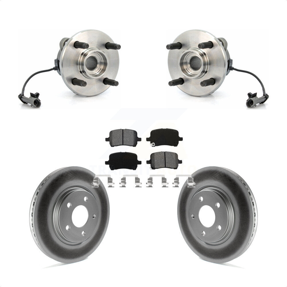 Hub Bearing Coated Brake Rotor & Pads Front Kit For Saturn Ion With 4 Lug Wheels