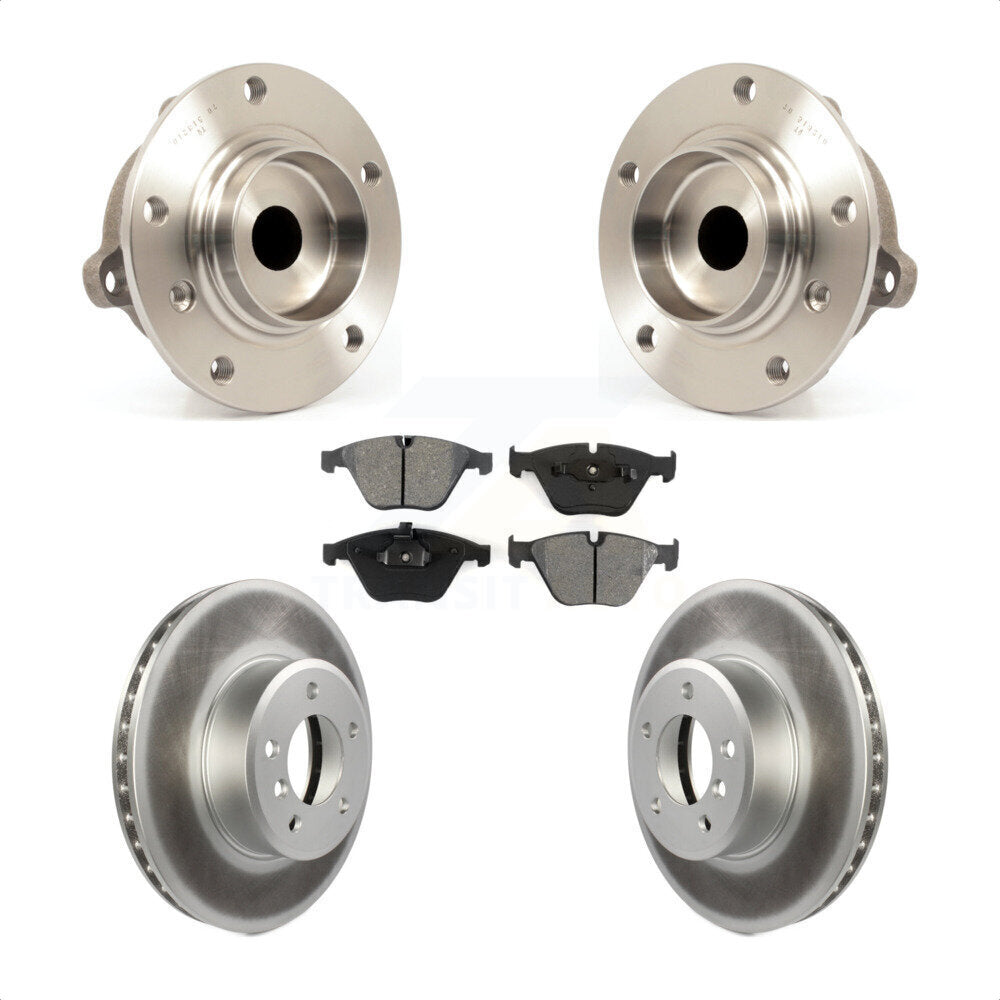 Hub Bearing Assembly Coated Brake Rotor And Pad Front Kit For BMW 530i 525i 528i