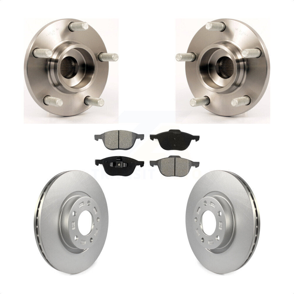 Hub Bearing Assembly Coated Disc Brake Rotor And Pads Front Kit For Mazda 3 2.3L