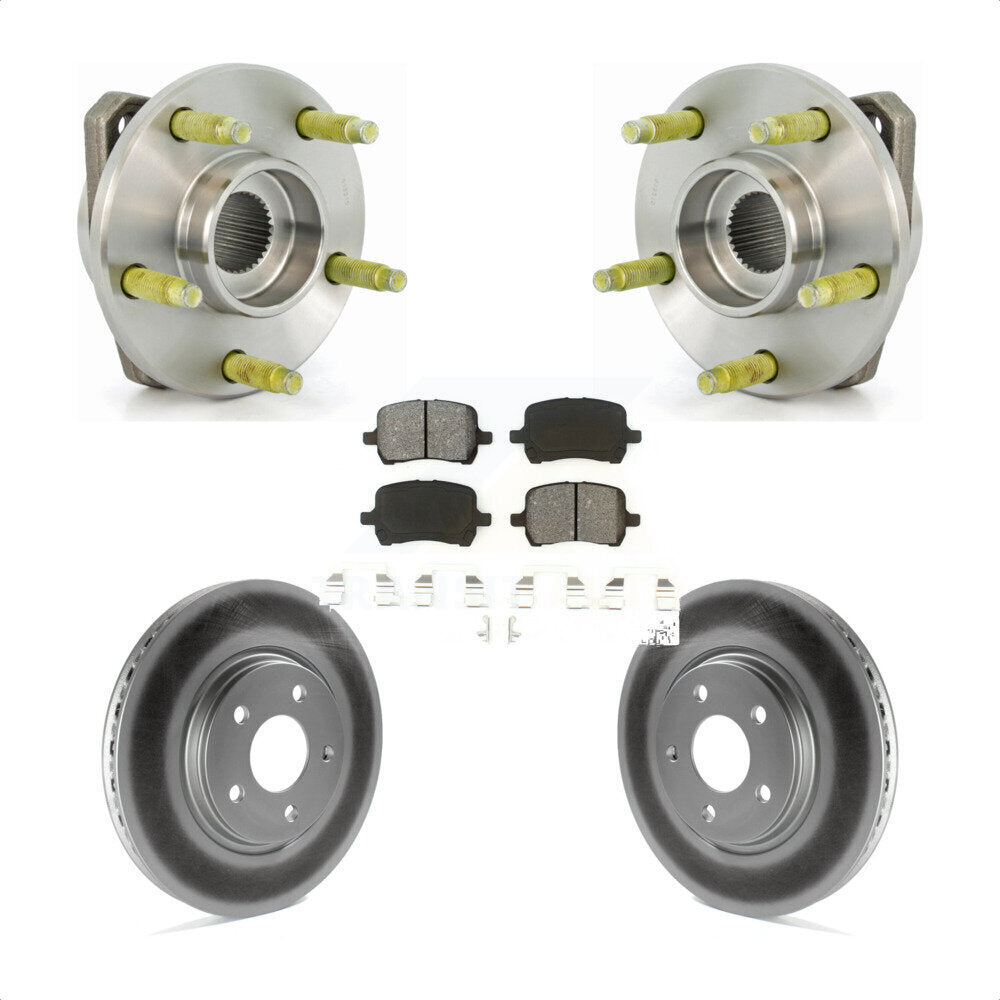 Hub Bearing Coated Brake Rotor & Pads Front Kit For 2006-2007 Pontiac G6 Non-ABS