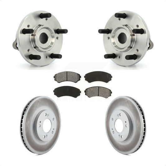 Hub Bearing Assembly Coated Brake Rotor & Pads Front Kit For Mitsubishi Endeavor