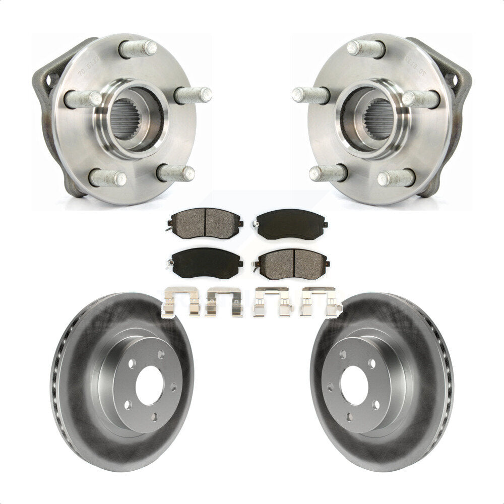 Hub Bearing Assembly Coated Disc Brake Rotor & Pads Front Kit For Subaru Impreza