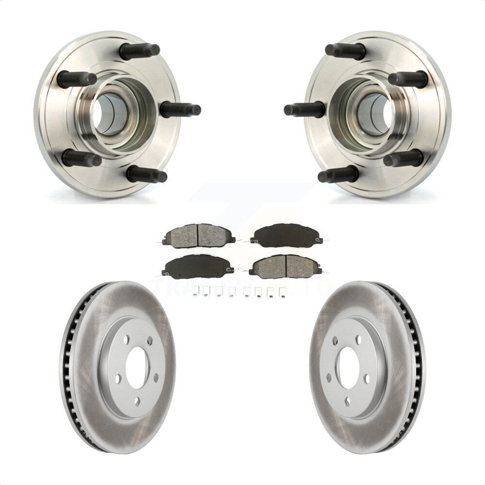 Hub Bearing Assembly Coated Disc Brake Rotor And Pads Front Kit For Ford Mustang