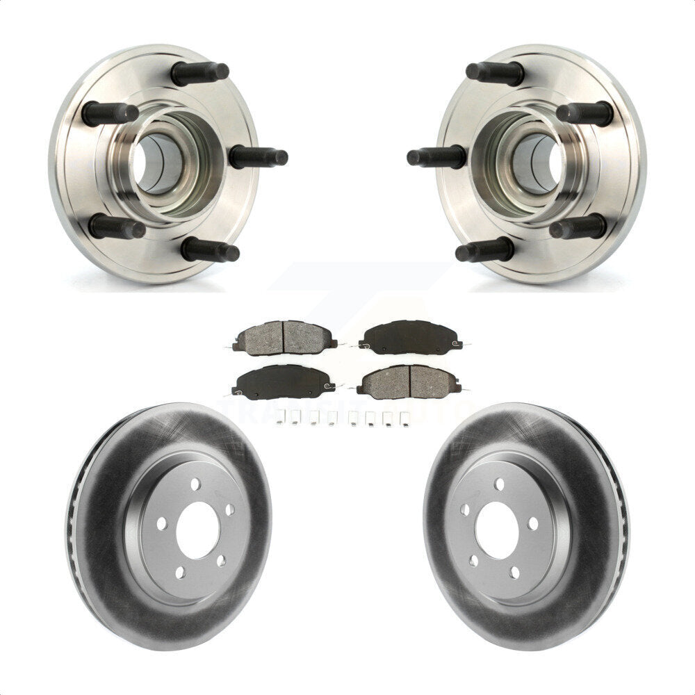 Hub Bearing Assembly Coated Disc Brake Rotor And Pads Front Kit For Ford Mustang
