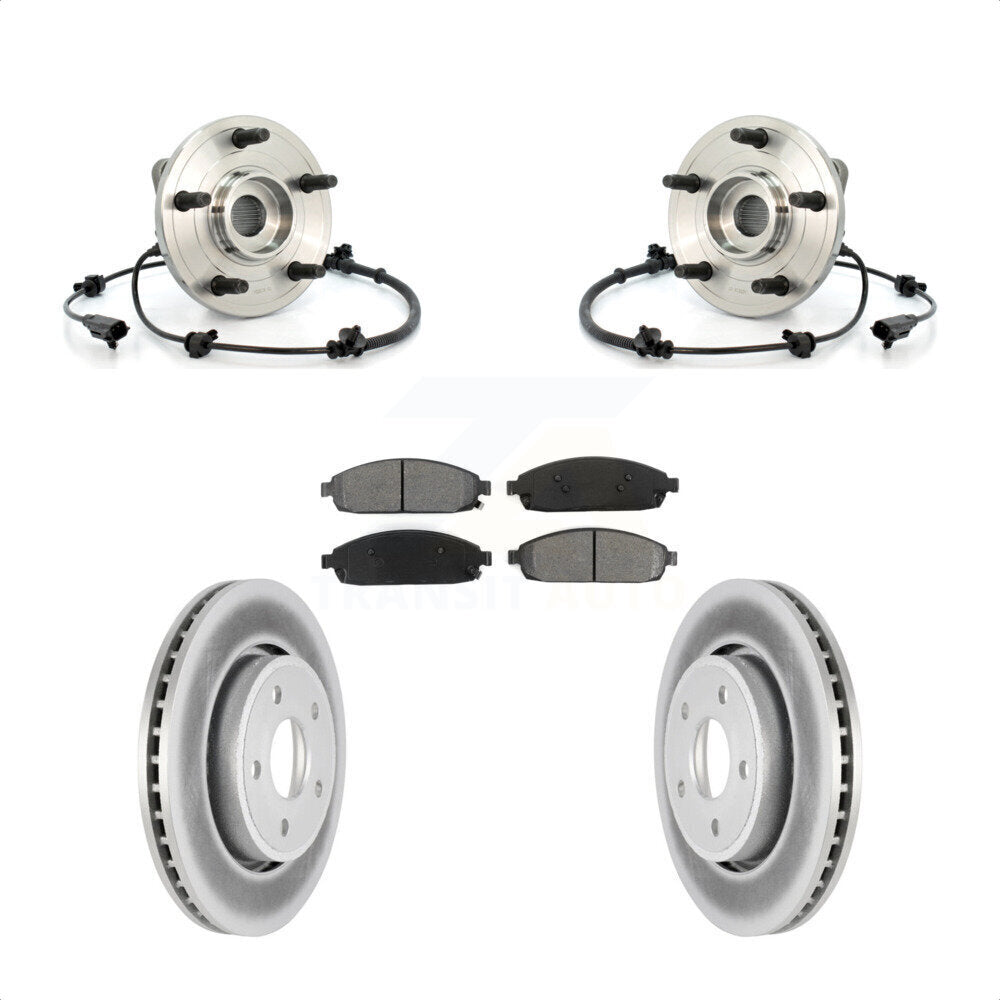 Hub Bearing Coated Brake Rotor & Pad Front Kit For Jeep Grand Cherokee Commander