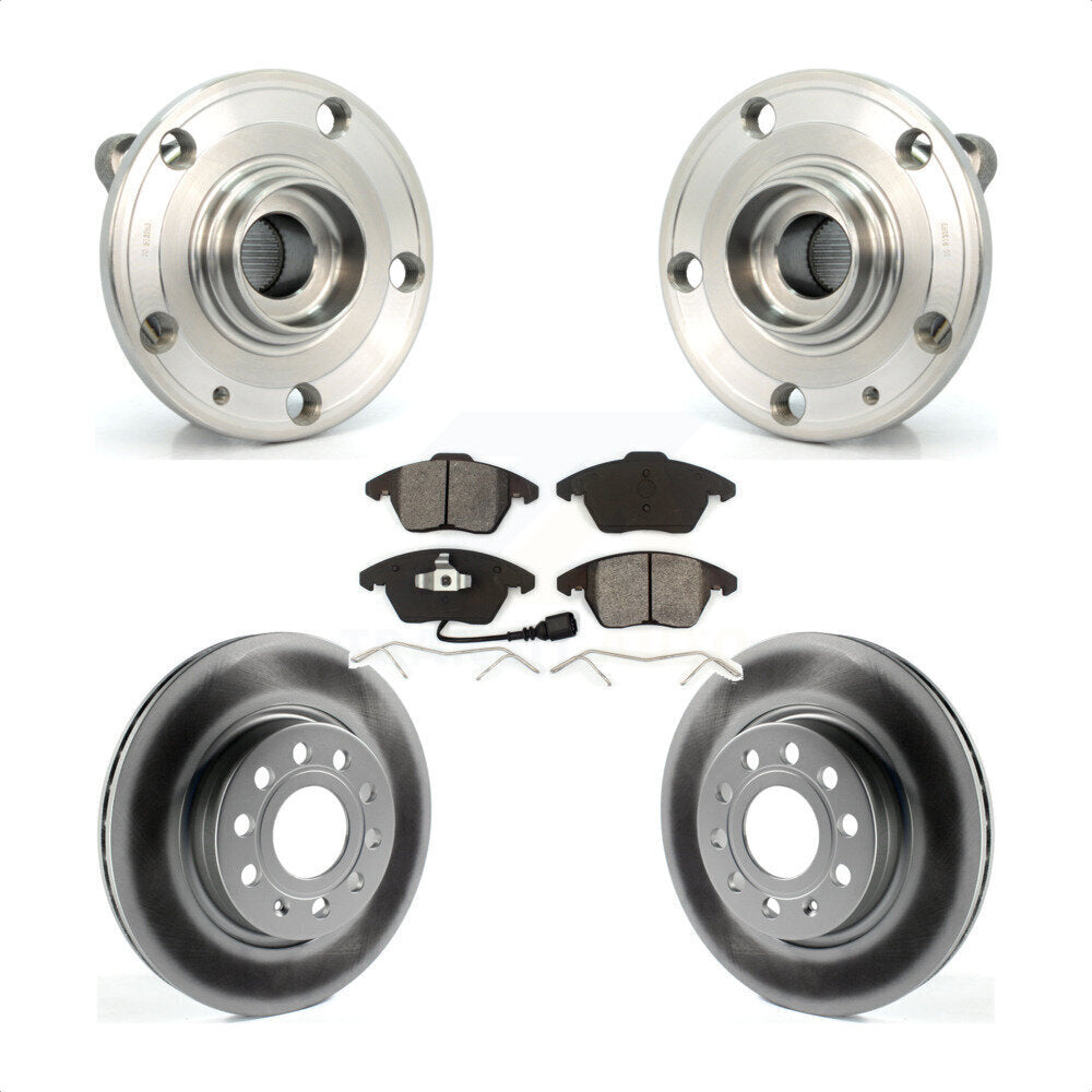 Hub Bearing Coated Brake Rotor Pads Front Kit For Volkswagen GTI Audi A3 Quattro