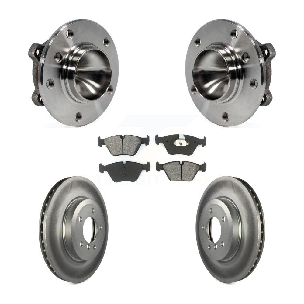 Hub Bearing Assembly Coated Disc Brake Rotor & Pads Front Kit For 2006 BMW 330Ci