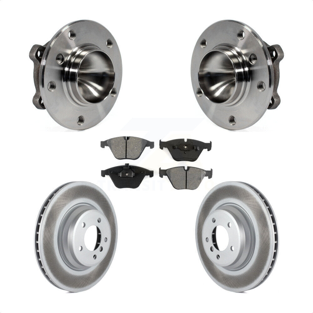 Hub Bearing Assembly Coated Brake Rotor & Pads Front Kit For BMW 335i 335is 335d