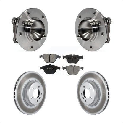 Hub Bearing Assembly Coated Brake Rotor & Pads Front Kit For BMW 335i 335is 335d