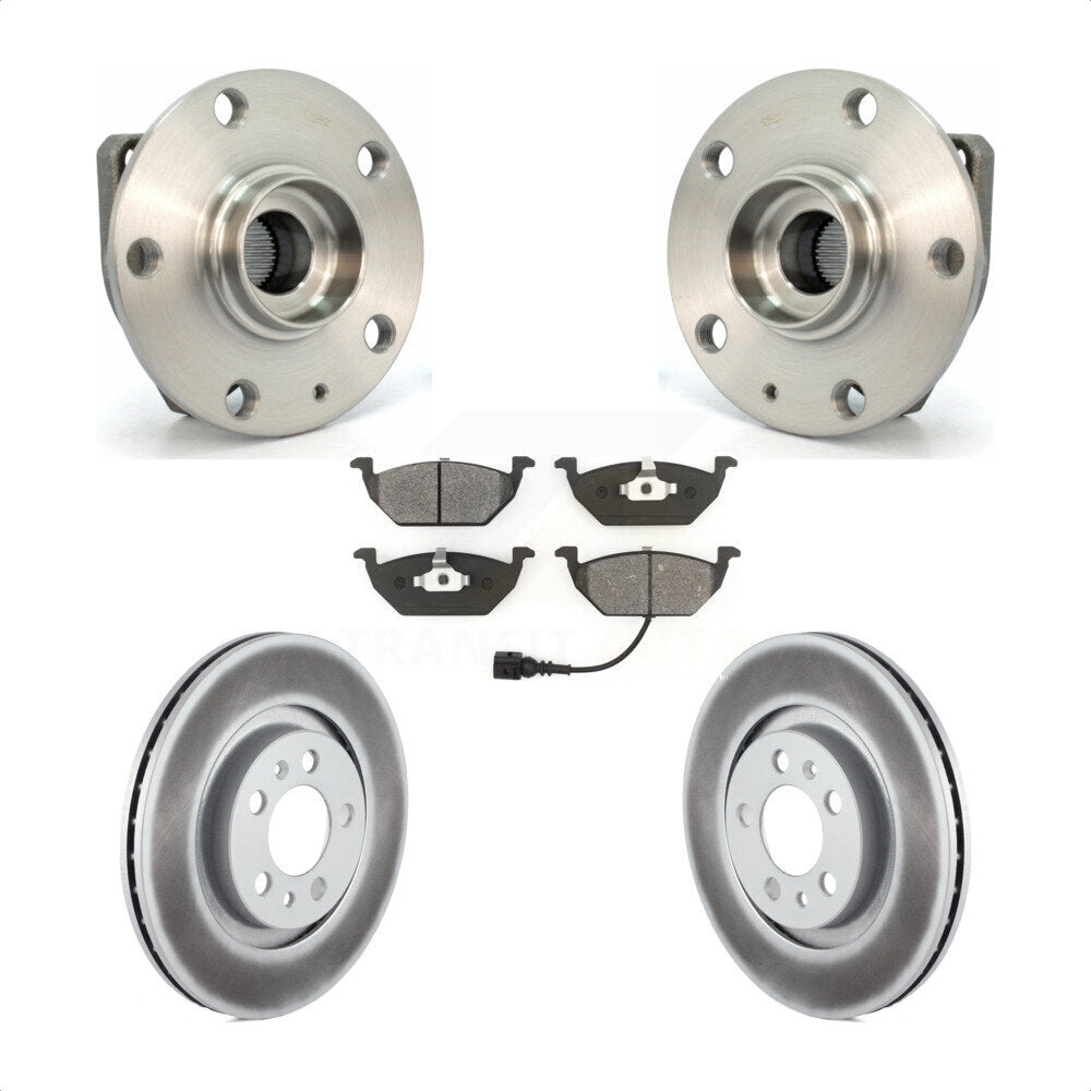 Hub Bearing Assembly Coated Brake Rotor & Pad Front Kit For Volkswagen Golf City