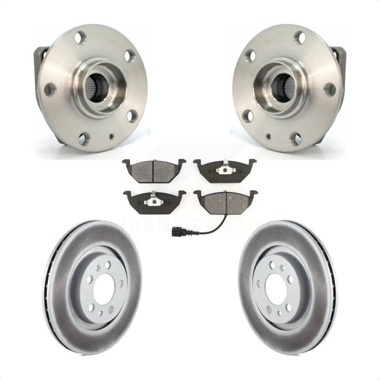 Hub Bearing Assembly Coated Brake Rotor & Pad Front Kit For Volkswagen Golf City