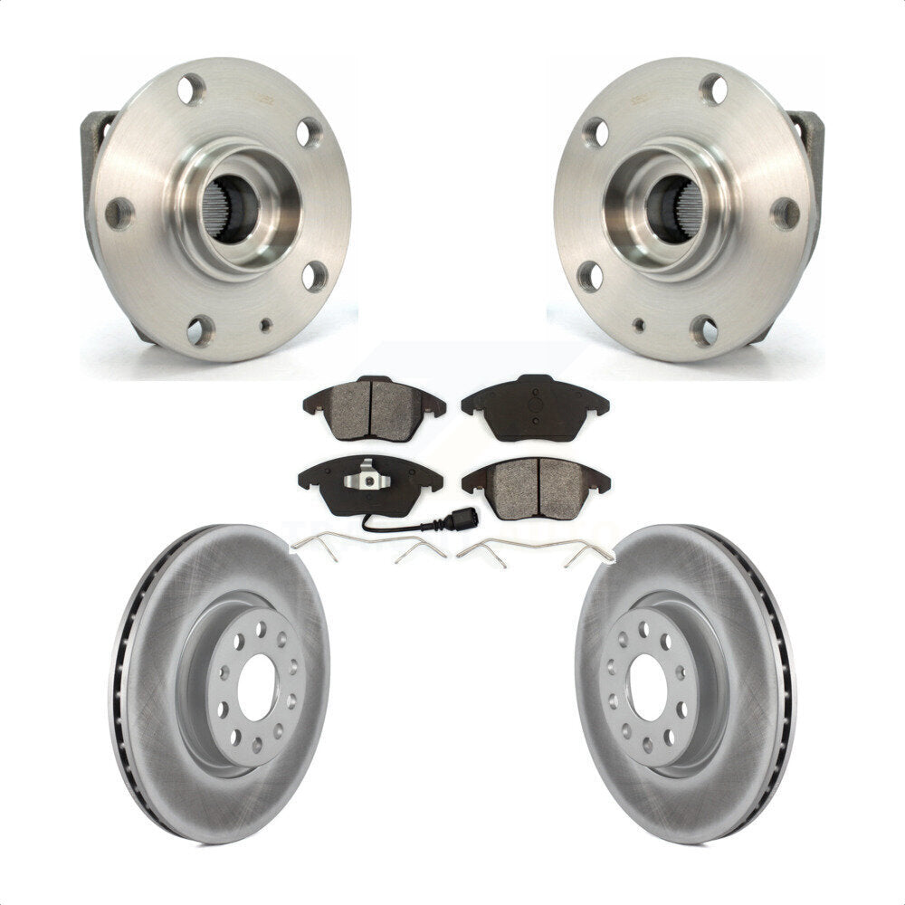 Hub Bearing Assembly Coated Disc Brake Rotor & Pads Front Kit For Volkswagen GTI