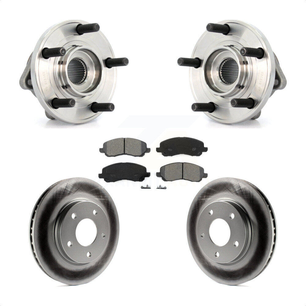 Hub Bearing Coated Brake Rotor & Pad Front Kit For 2009 Dodge Caliber R/T/SXT/SE