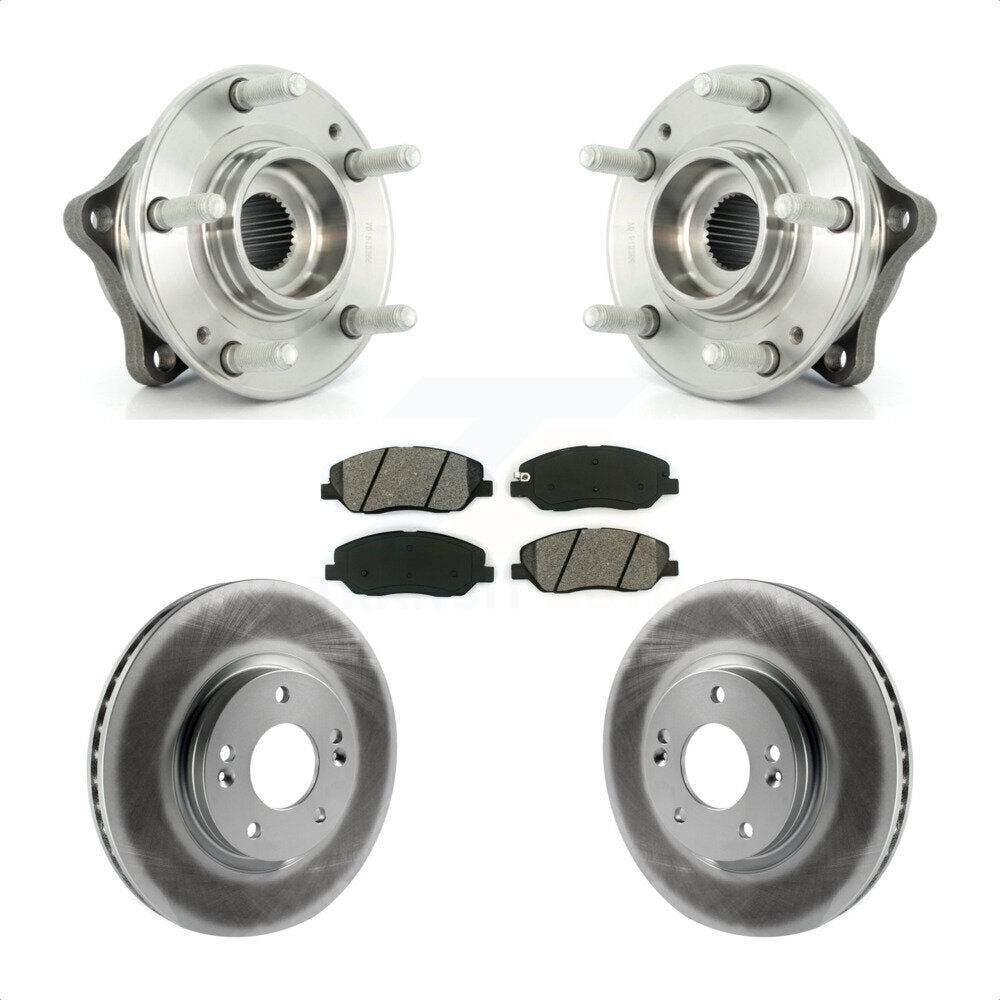Hub Bearing Coated Disc Brake Rotor Pad Front Kit For 2007-2009 Hyundai Santa Fe