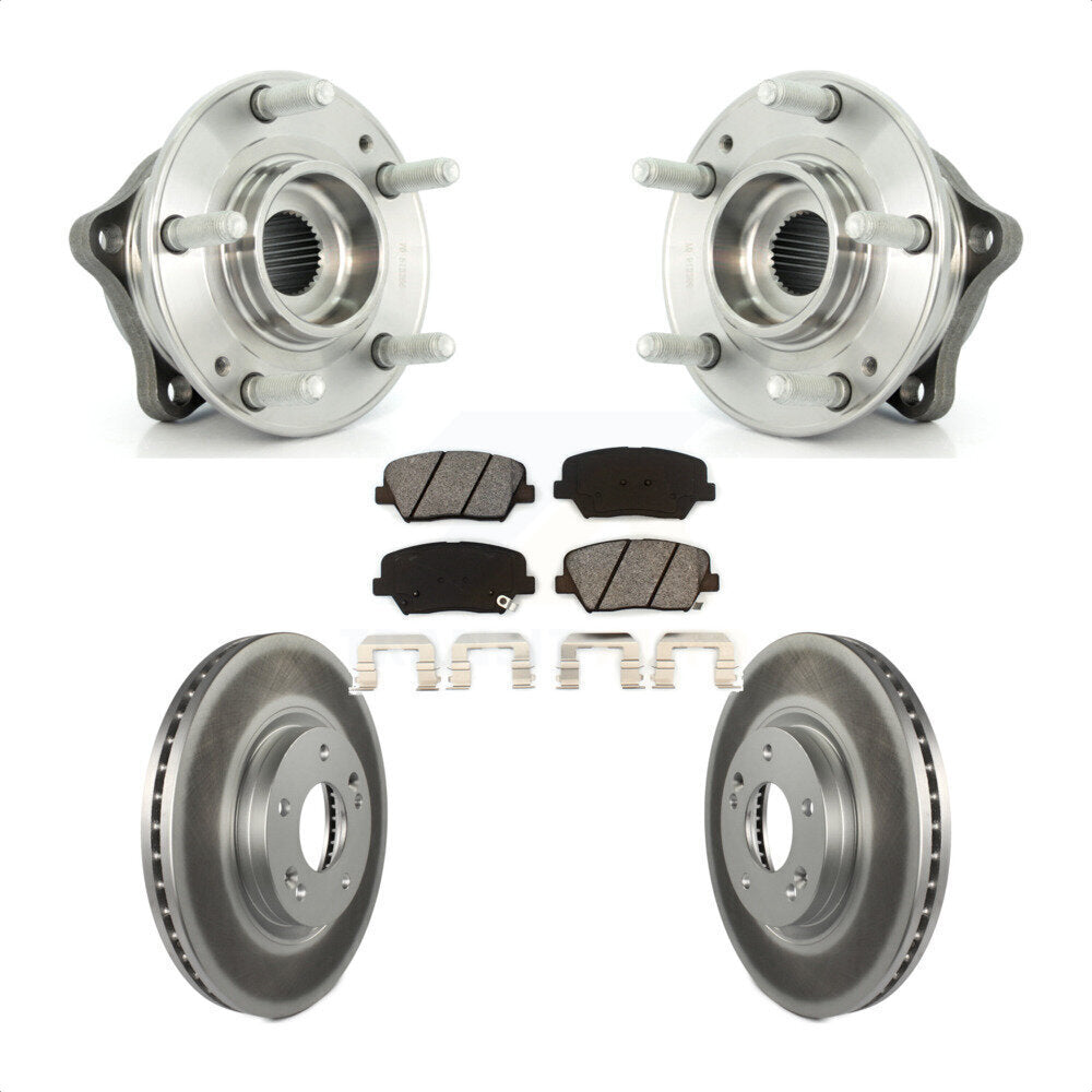 Hub Bearing Coated Brake Rotor & Pads Front Kit For Hyundai Santa Fe Kia Sorento